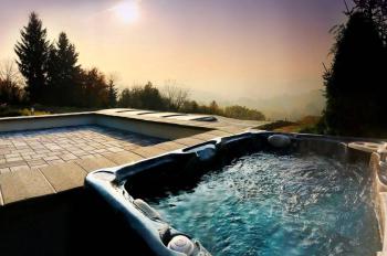Hot tub with mystical scenery