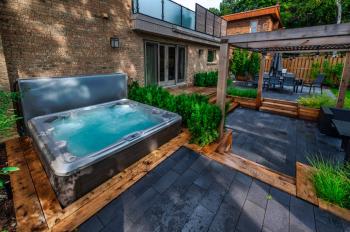 Hot Tub in backyard