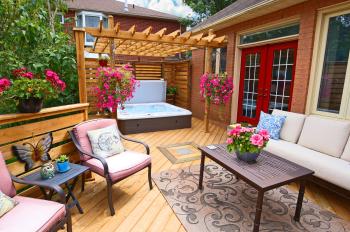 Hot Tub in beautiful backyard